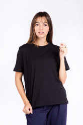 Ladies Essentials Basic Cotton Knitted T-Shirt- Black