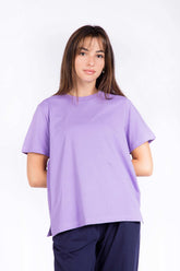Ladies Essentials Basic Cotton Knitted T-Shirt- Purple
