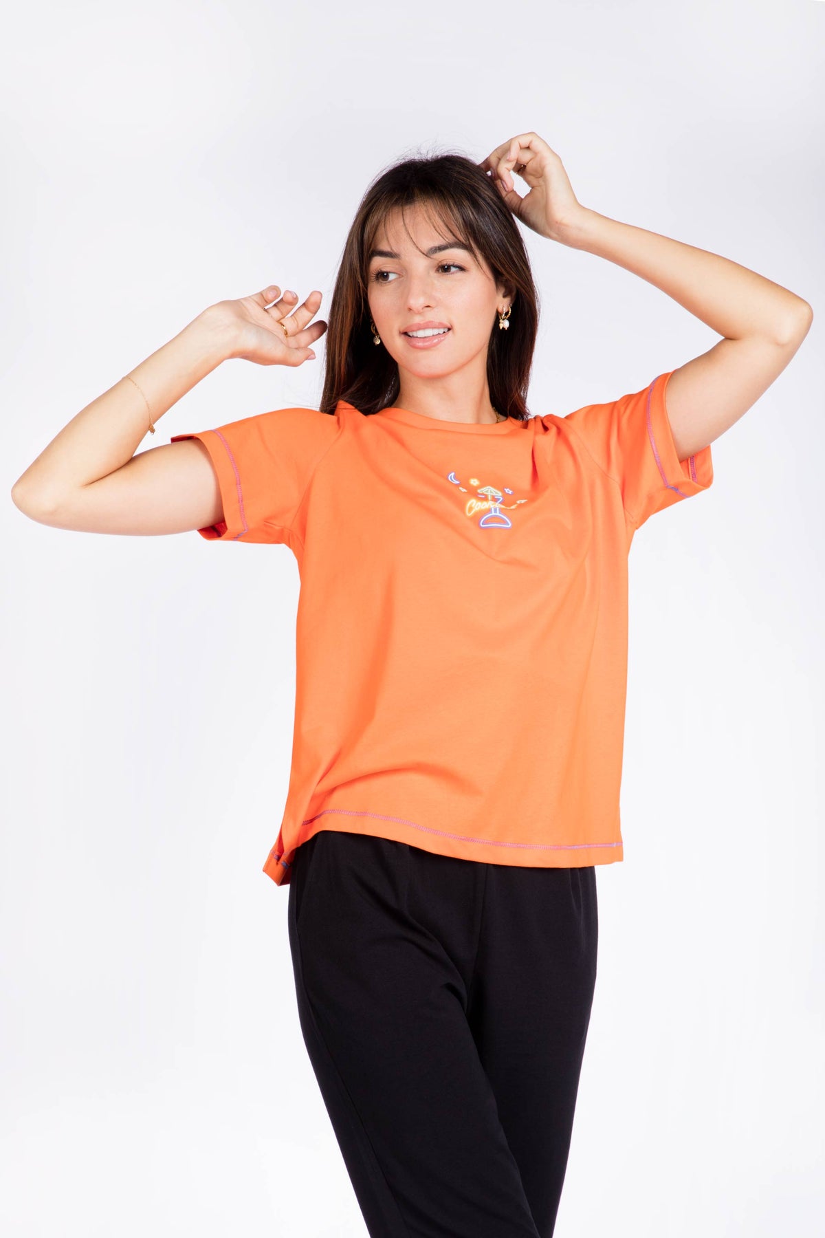 Ladies Short Sleeve Printed T-Shirt - Orange