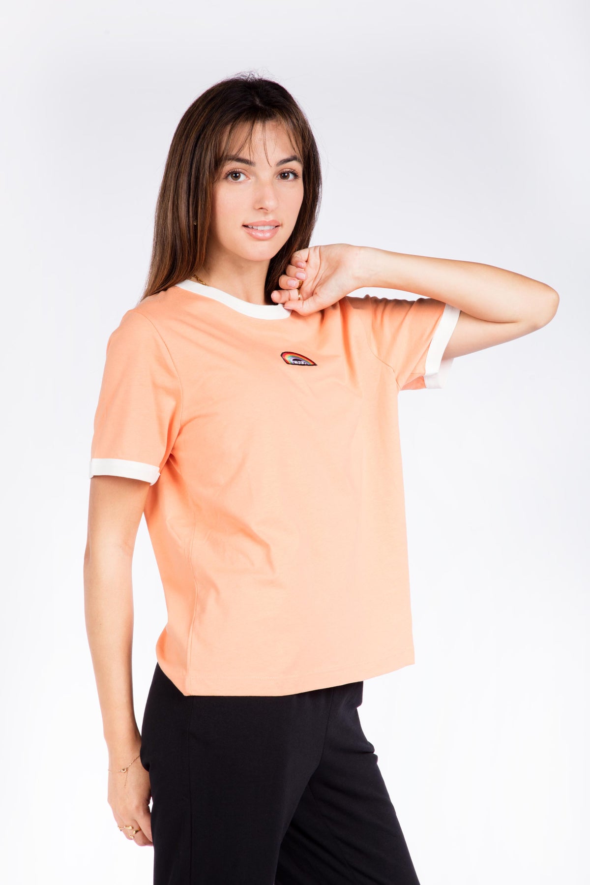 Ladies Essentials Cotton Knitted T-Shirt - Light Orange